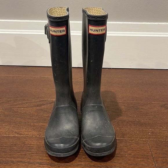 Hunter Girls Navy Rain Boots Size 3 - Picture 1 of 5